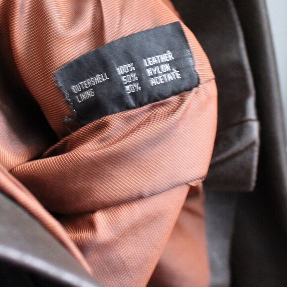 Jim and Marylou Vintage Brown Button Collar Waist Belt Tie Leather Jacket Small - Picture 5 of 5